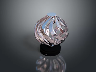 Stylish Modern Electronic Appliance Featuring Silver Spiral Design And Black Base 3d model