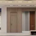 Modern Showroom Interior Featuring Wooden Doors And Product Display Sections