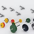 Colorful Dumbbells And Barbell Plates With Various Weights For Home Gym Fitness Training