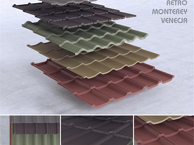 Retro Monterey Venecia Roof Tiles Various Color Options For Building Construction 3d model