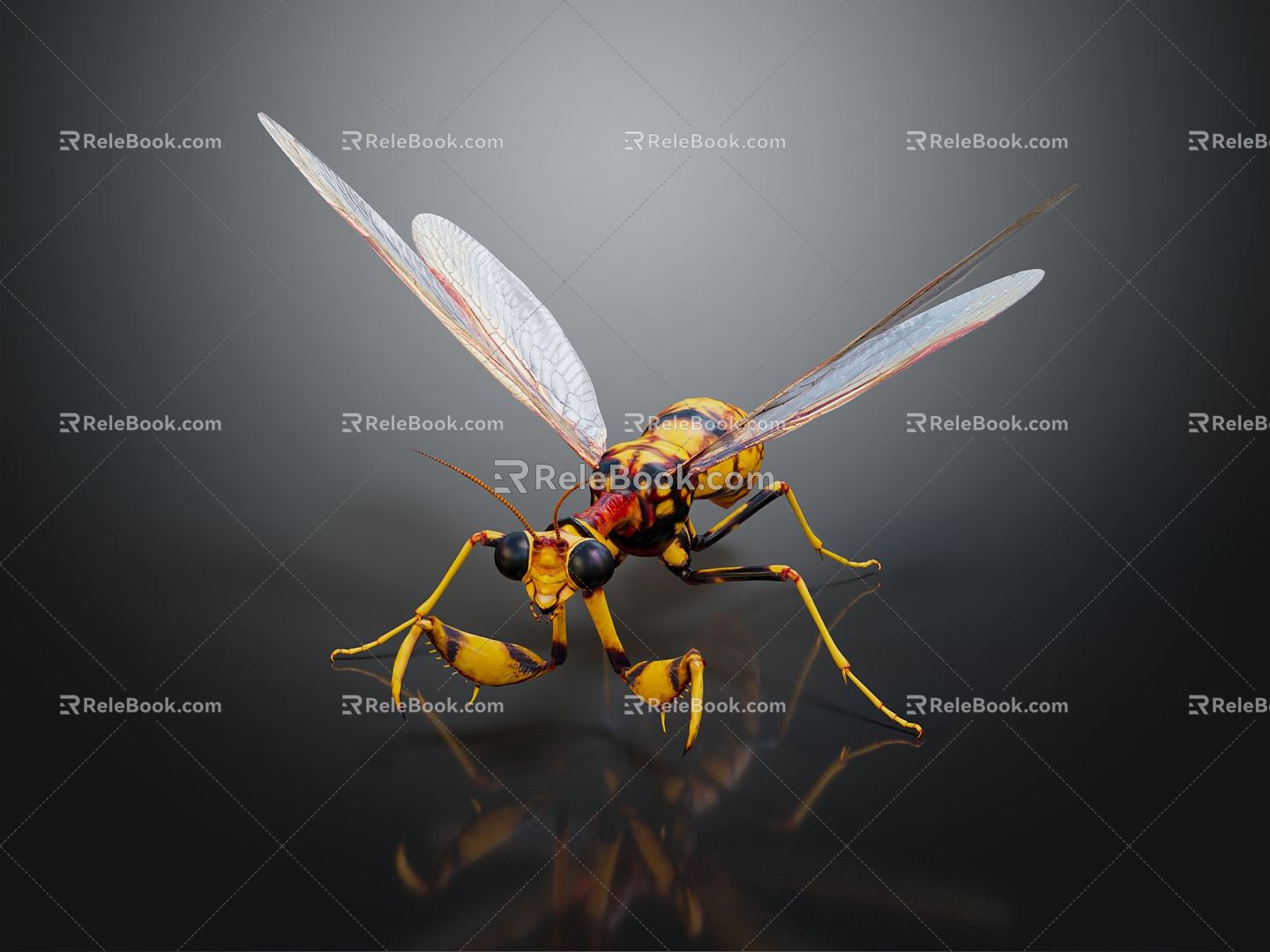 Modern Wasp Bumblebee Insect Fantasy Insect Big Dragonfly 3d model