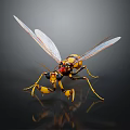 Modern Wasp Bumblebee Insect Fantasy Insect Big Dragonfly 3d model