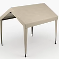 Outdoor Canopy Structure With Beige Fabric Roof And Metal Support Legs