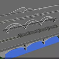 Landscape Bridge With Multiple Arched Structures Modern Designs Over River And Green Surroundings 3d model