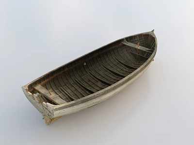 Handcrafted Wooden Boat Interior With Natural Wood Planks And Hull Structure Design 3d model