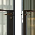 Modern Double Doors With Arched Design Metal Frame And Ribbed Glass Panels