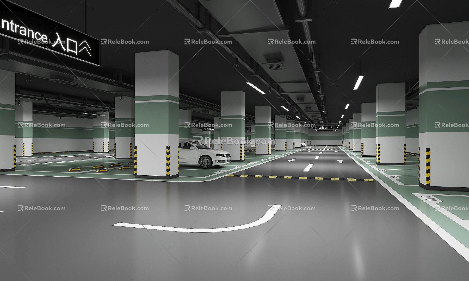 Indoor Parking Underground Garage 3d model