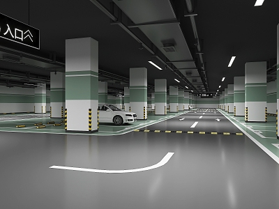 Indoor Parking Underground Garage 3d model