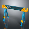 Industrial Jib Crane Structure with Blue Stands Yellow Hooks and STD Labeled Beam