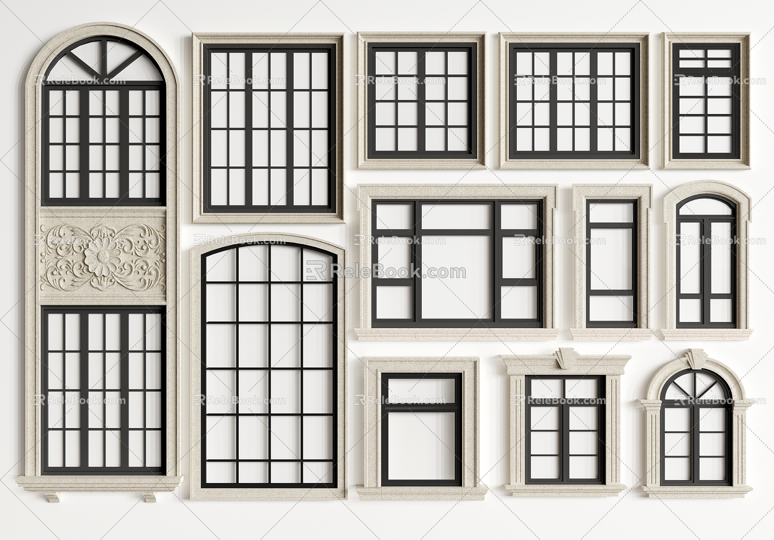 European-style windows, casement windows, floor-to-ceiling windows 3d model