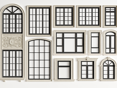 European-style windows, casement windows, floor-to-ceiling windows 3d model