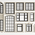 European-style windows, casement windows, floor-to-ceiling windows 3d model