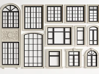 Various Casement Windows Styles With Classic And Modern Frame Designs And Grilles 3d model