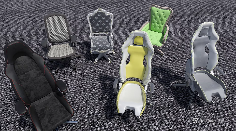 Various Modern Office Chairs With Different Colors And Stylish Designs 3d model 