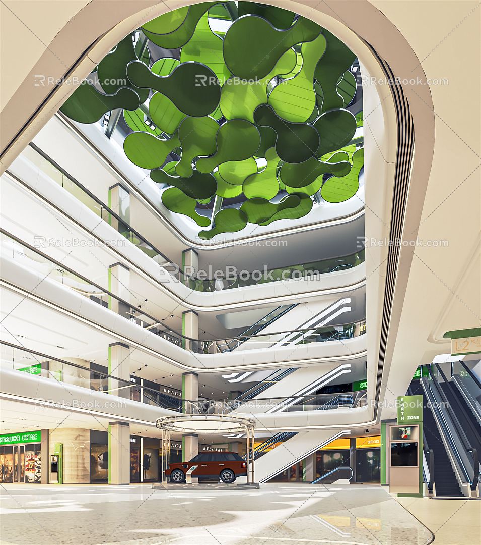 Modern Atrium Shopping Mall Atrium Shopping Mall Lobby Shopping Mall Escalator Sightseeing Elevator Atrium View 3d model