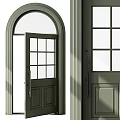 Green Arched Doors With Glass Panels And Solid Design For Home Exterior