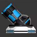 Futuristic Weapon With Blue Glowing Elements And Mechanical Design On White Base 3d model