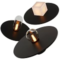 Stylish Table Lamps With Black Circular Base And Transparent Spherical Lit Shades