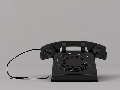 Vintage Black Rotary Telephone Classic Retro Communication Device With Dial And Cord 3d model