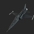 Black Fighter Jet 3D Model with Streamlined Design and Missile Attachments on Dark Background 3d model
