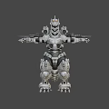Game And Movie Character Featuring Mechanical Silver Armor And Arm Mounted Weapons