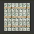 Ornamental Decoration Set with Stacked Dollar Bills in Cube Shape Bound by Yellow Tape