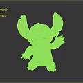 3D Rendered Blue Cartoon Character With Large Pink Ears Open Mouth And Waving Hand