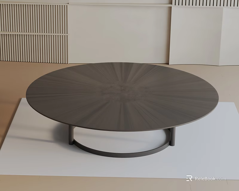 Modern Sofa Coffee Table Combination With Round Wooden Top And Metal Frame Design 3d model 