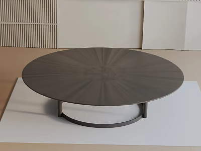 Modern Sofa Coffee Table Combination With Round Wooden Top And Metal Frame Design 3d model