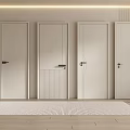 Light Colored Flush Doors With Different Designs And Black Handles In Interior Setting