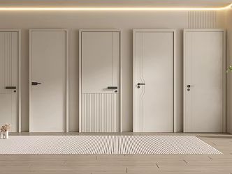 Modern swing door cream wooden door 3d model