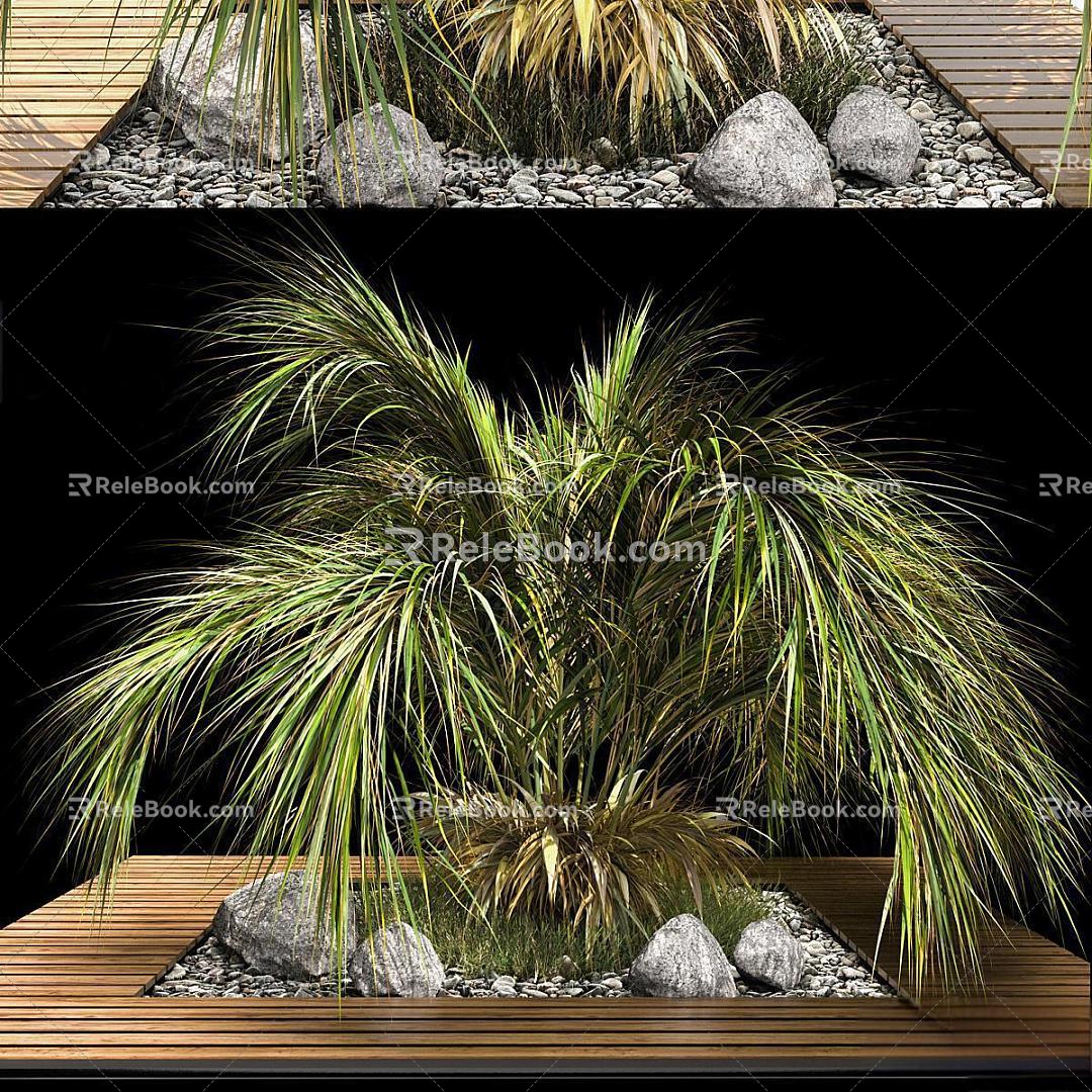 modern plant palm green plant flower bed plant pile 3d model