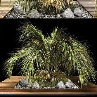 modern plant palm green plant flower bed plant pile 3d model