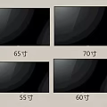 Different Size Televisions 55 60 65 and 70 Inch Models on Wall