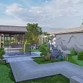 Traditional Chinese Garden Landscape With Pond Pavilion Courtyard And Lush Greenery