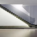 Modern Interior Staircase With Black Steps And Lighting On White Walls 3d model