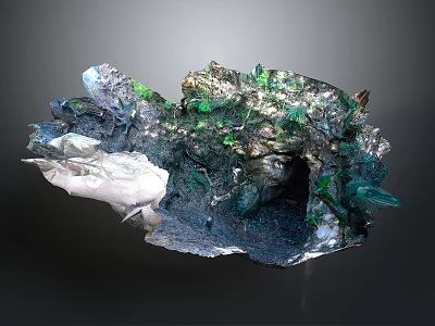 Colorful Textured Terrain Model With Rock Formations Vegetation And Mossy Surfaces 3d model
