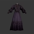Vintage Purple Long Dress With Elegant Lace Details And Long Sleeves Design