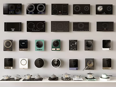Modern Kitchen Appliances Collection With Various Cooktop Designs And Styles 3d model