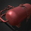 Red Industrial Pressure Vessel With Connected Pipes And Support Legs Structure 3d model