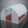 Scenic Landscape Featuring Transparent Arch Greenhouse With Brown Soil And Green Frame