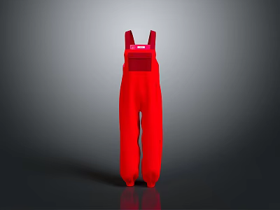 Red Overalls Stylish Design With Adjustable Straps And Front Pocket For Casual Wear 3d model