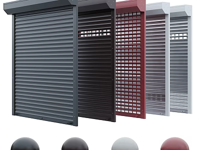 Various Colored Roller Shutters Featuring Solid And Grid Design Patterns 3d model