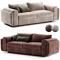 Modern Two Seater Sofa With Velvet Upholstery Accent Pillows And Two Color Options