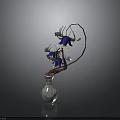 Decorative Silver Vase With Purple Flowers Brown Vine And Transparent Beads