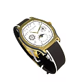 Patek Philippe Luxury Watch With Gold Case Black Leather Strap White Dial And Moon Phase Functions