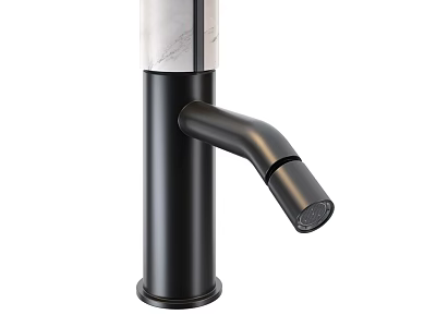 Stylish Bathroom Accessory Modern Black Faucet With Marble Top And Sleek Design 3d model