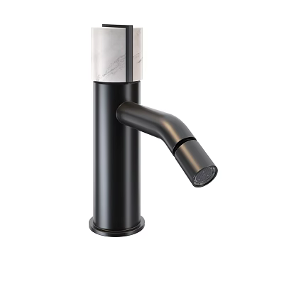 Stylish Bathroom Accessory Modern Black Faucet With Marble Top And Sleek Design 3d model