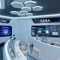 Modern Control Room with Multiple Display Screens Console Ergonomic Chairs Futuristic Lighting And Advanced Interface 3d model