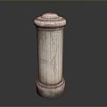 Modern Stone Column Interior Design With Cracked Surface And Smooth Base 3d model